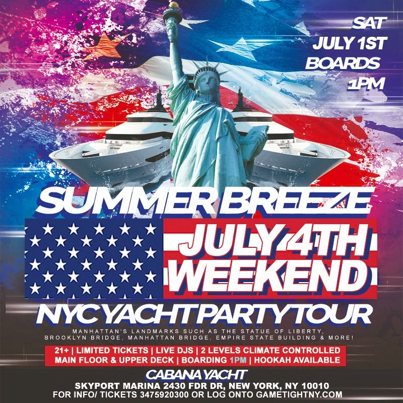 Summer Breeze NYC July 4th Weekend Yacht Party Tour Skyport Marina