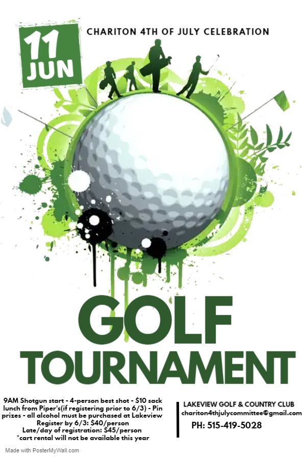 Annual Golf Tournament 2023 Chariton 4th of July Lakeview Golf and