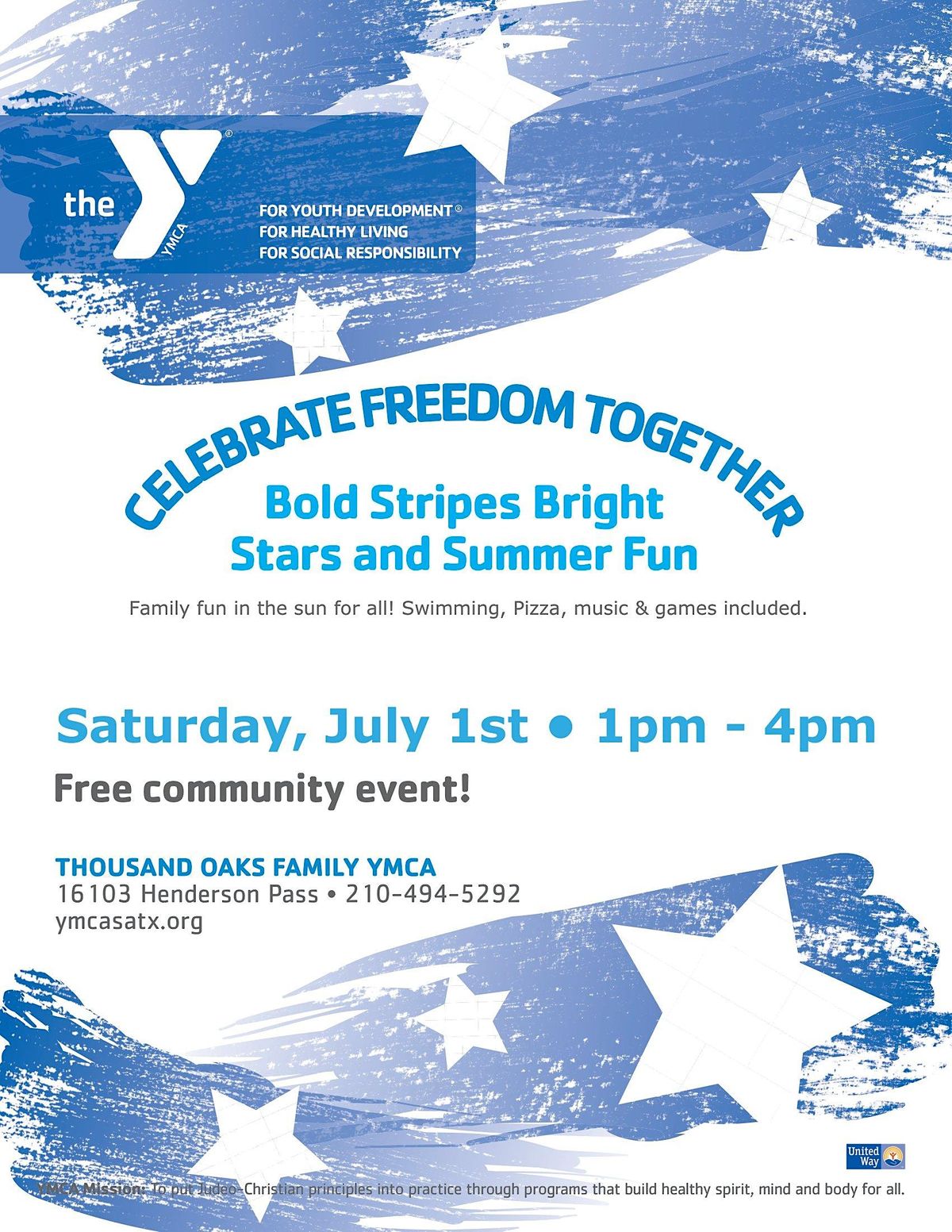 4th of July FREEDOM FUNDAY Thousand Oaks Family YMCA, San Antonio, TX