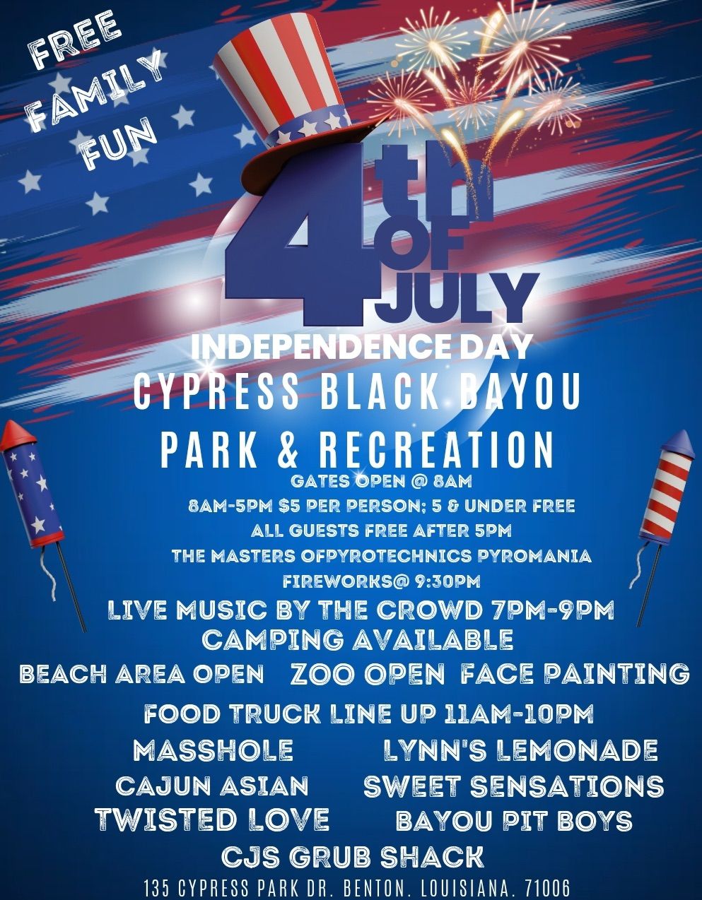 Cypress Black Bayou & Masters of Pyrotechnics Pyromania Fireworks 4th of July Show! 