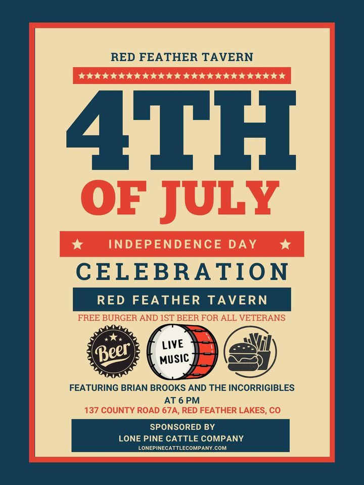 4th of July Celebration w/ Brian Brooks and the Incorrigibles Red Feather Tavern, Red Feather