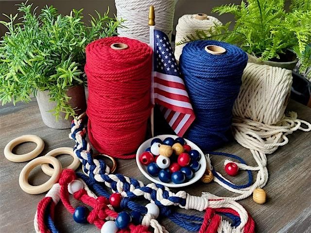 DIY 4th of July Macrame Plant Hanger at Cocky's Bagels + Bar