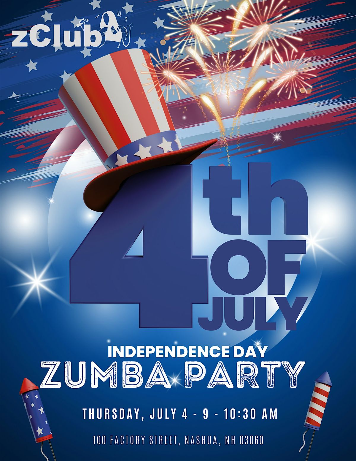 4th of July AM Zumba Party | zClub Fitness, Nashua, NH | July 4, 2024