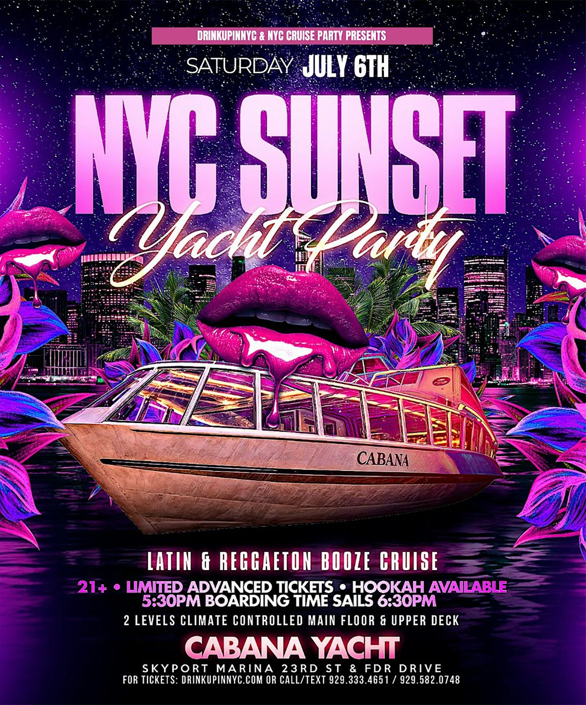 Latin & Reggaeton Summer Sunset Yacht Party - 4th of July Wknd DrinkUpinNYC