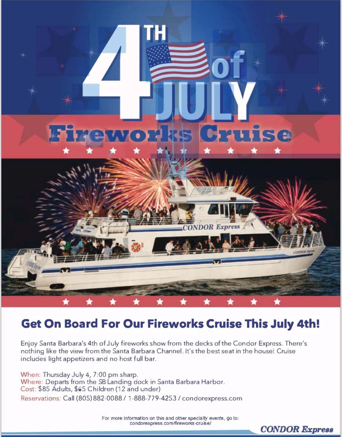 4th of July Fireworks Cruise Condor Express Whale Watching, Santa