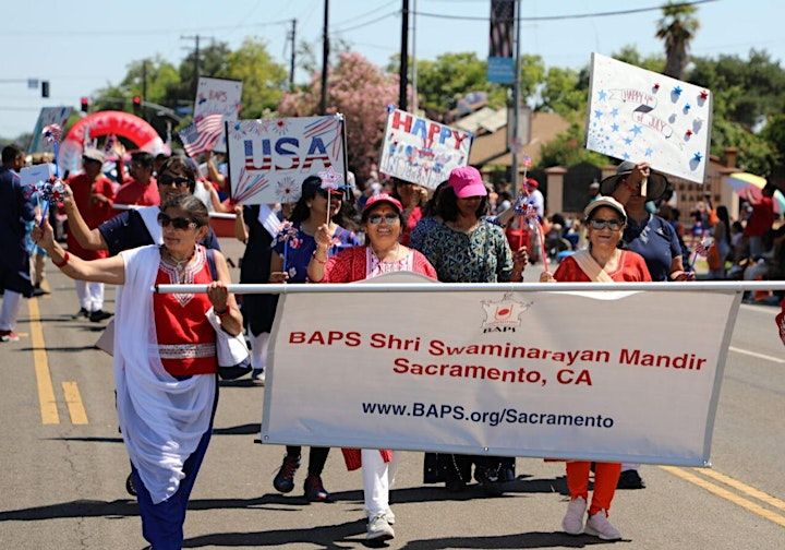 BAPS participation in 4th of July Parade, Rancho Cordova 2024 Staging