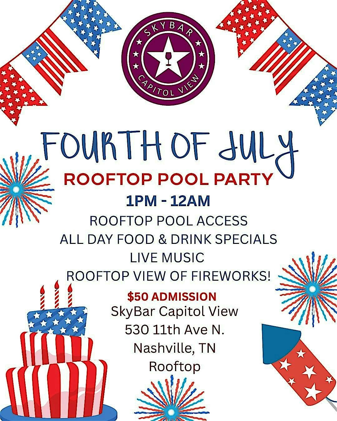 Rooftop July 4th Pool Party