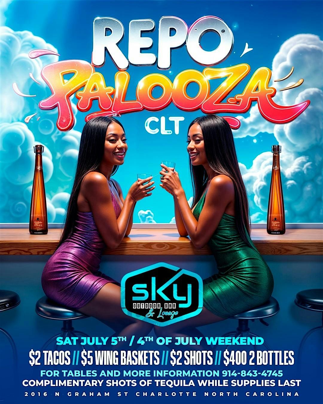 Repo Palooza invades N.C ! $2 tacos $2 shots $5 wing baskets $400 2 bottles