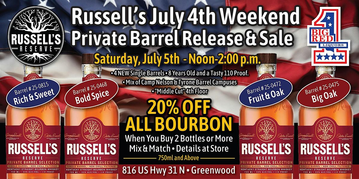 Russell's Reserve July 4th Weekend Release & Sale - Greenwood