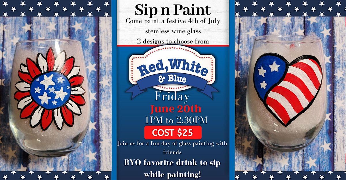 Sip and paint 4th of July wine glass