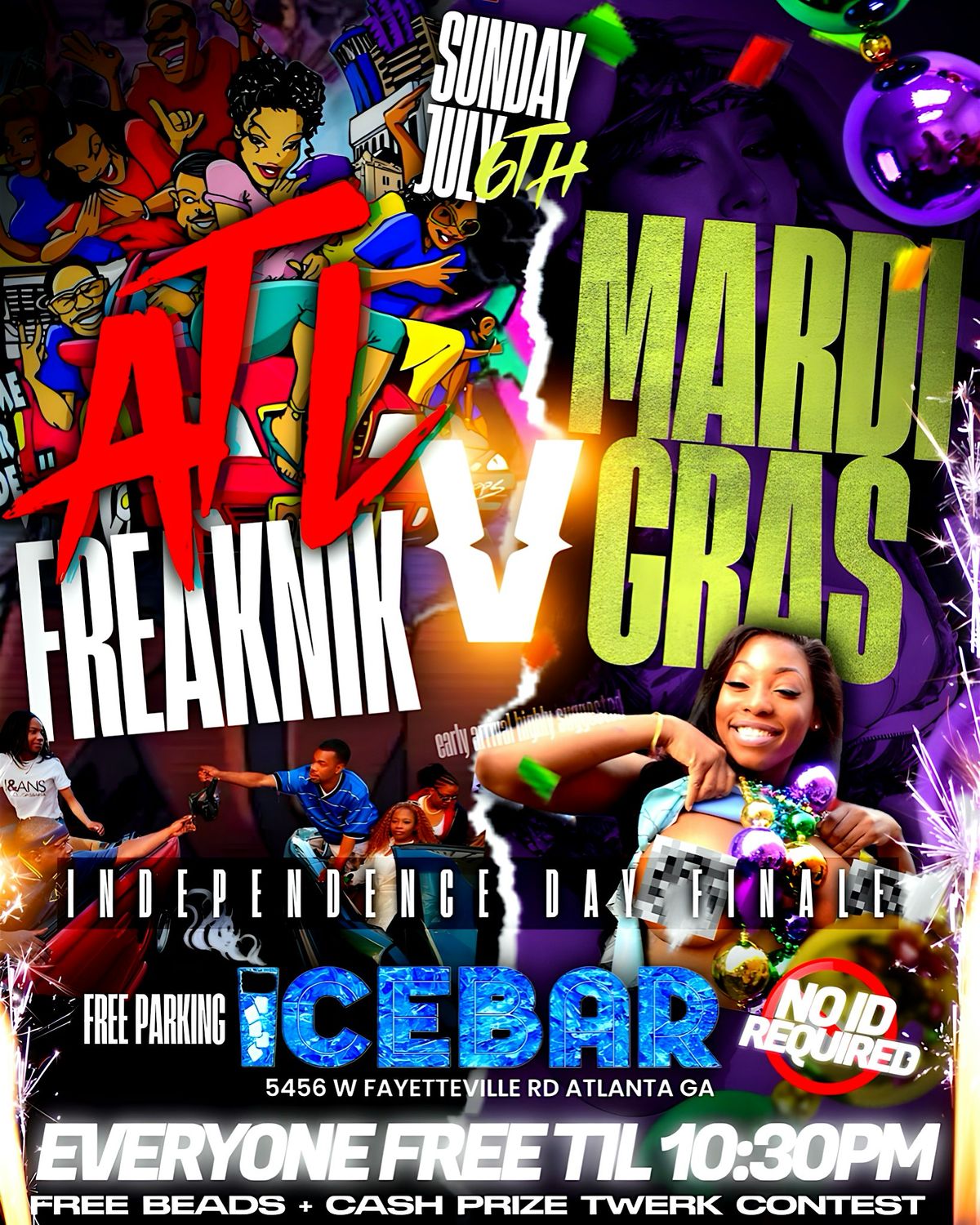 FREAKNIKK VS MARDIGRAS THIS SUNDAY AT ICE BAR 4TF JULY WEEKEND FINALE