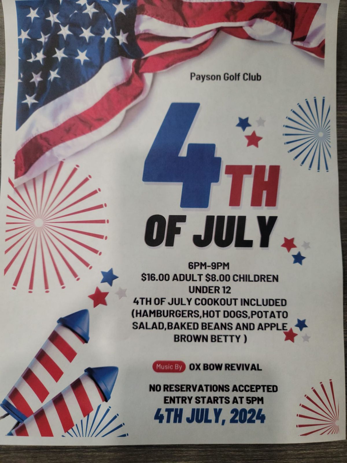 4th of July Celebration 1504 W Country Club Dr., Payson, AZ July 4