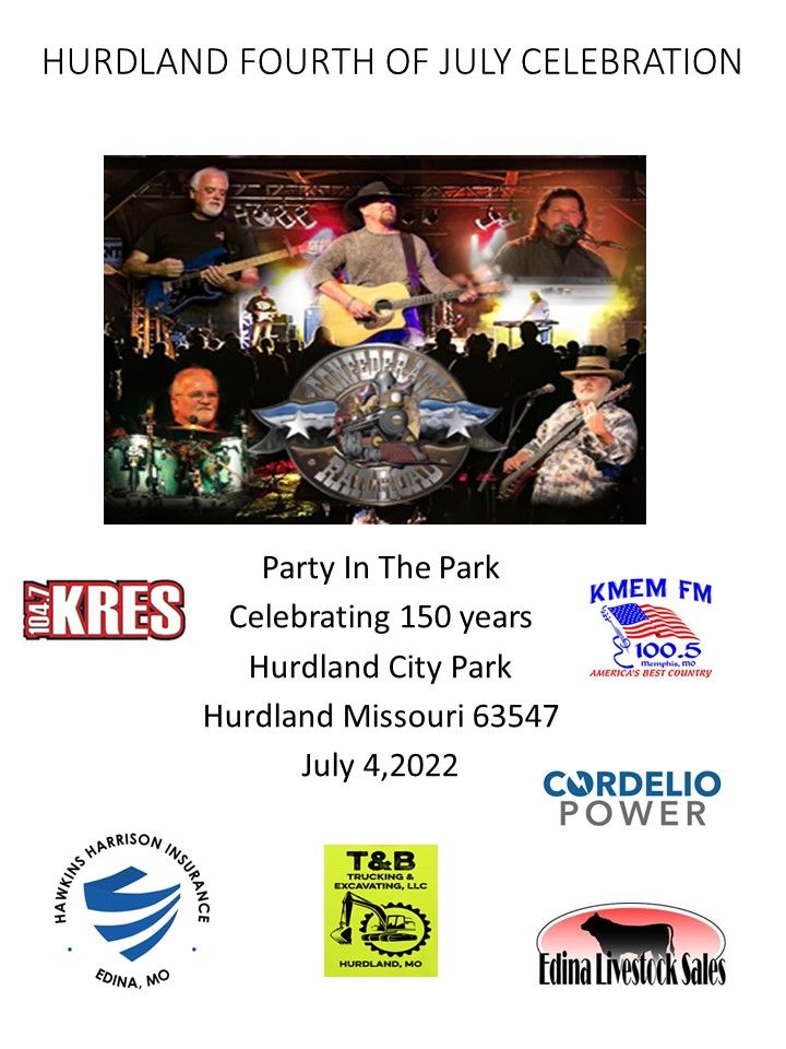 150th Annual HURDLAND 4TH OF JULY CELEBRATION HURDLAND CITY PARK July 3 to July 4
